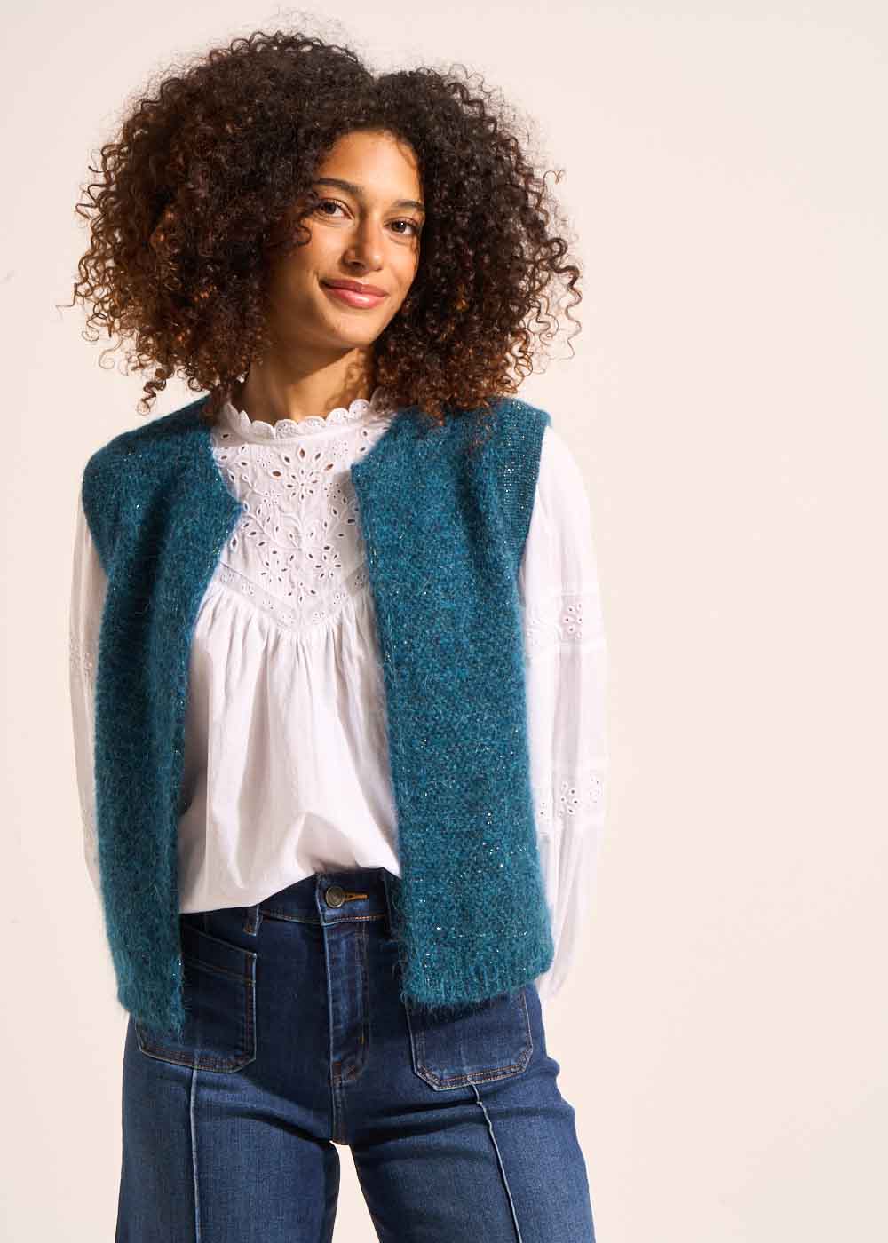 Gilet sans manches en mohair fils métallisés - Image 5