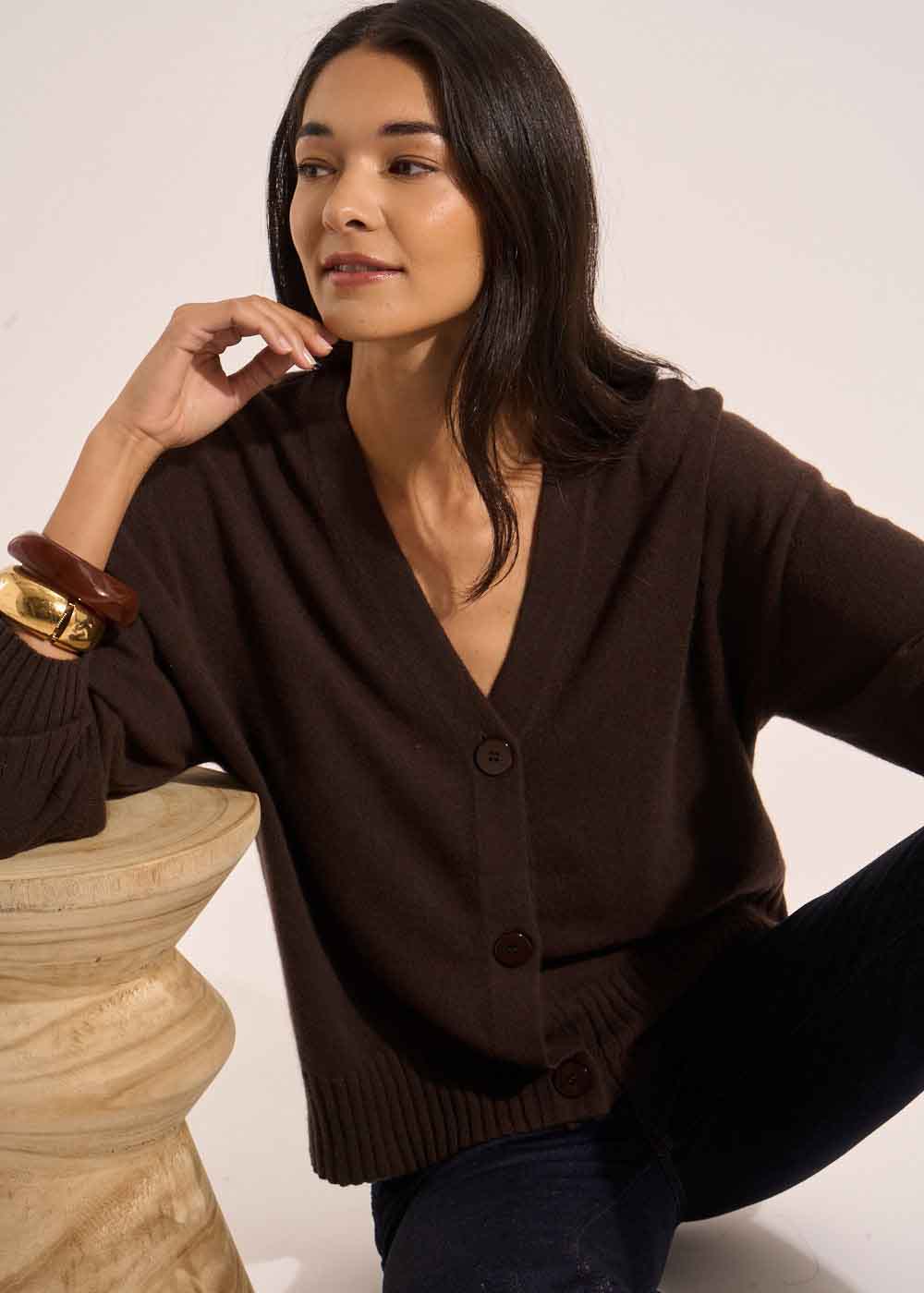 Gilet ample avec col V en cachemire - Image 5