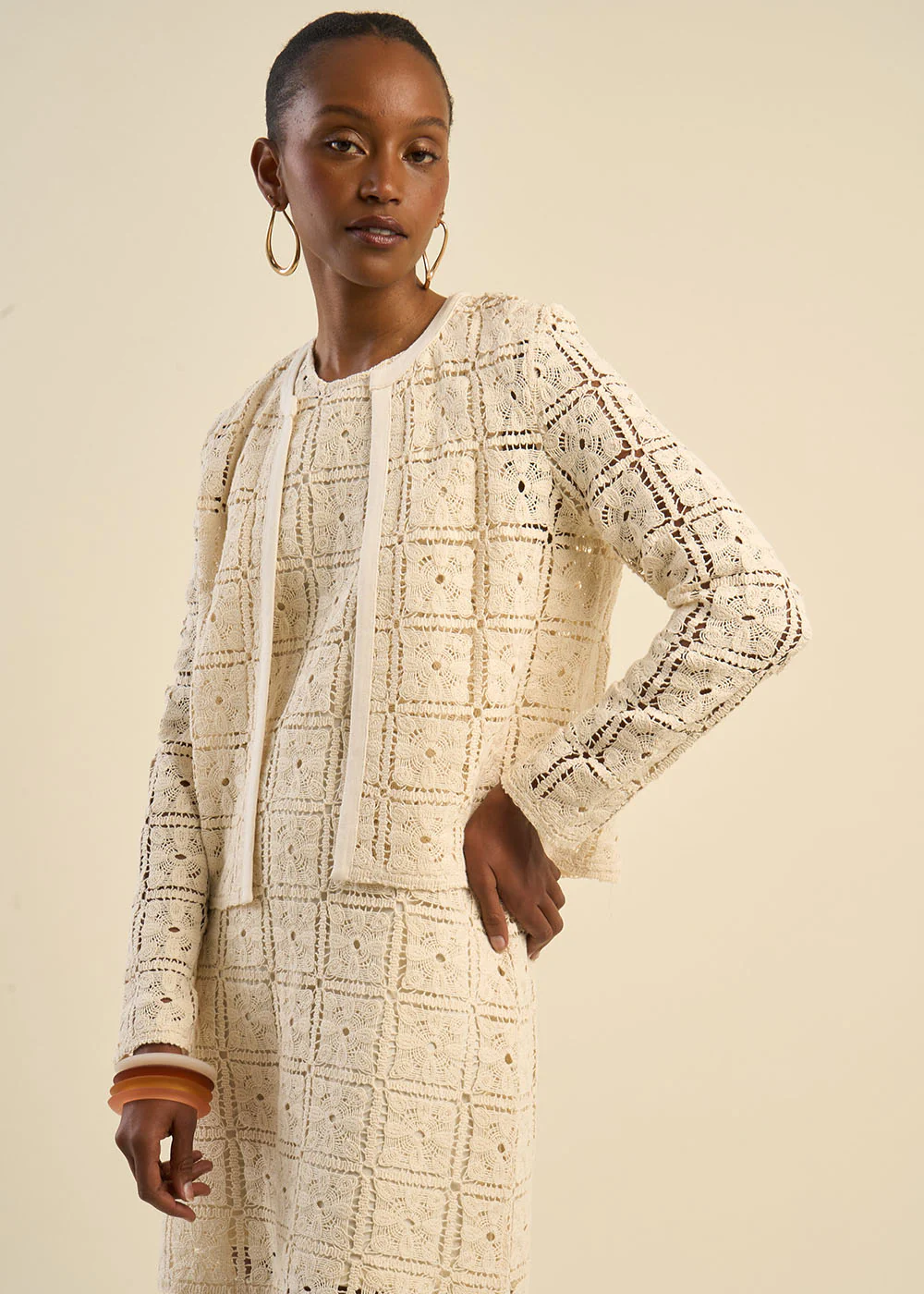 Veste manches longues en dentelle ajourée - Image 4