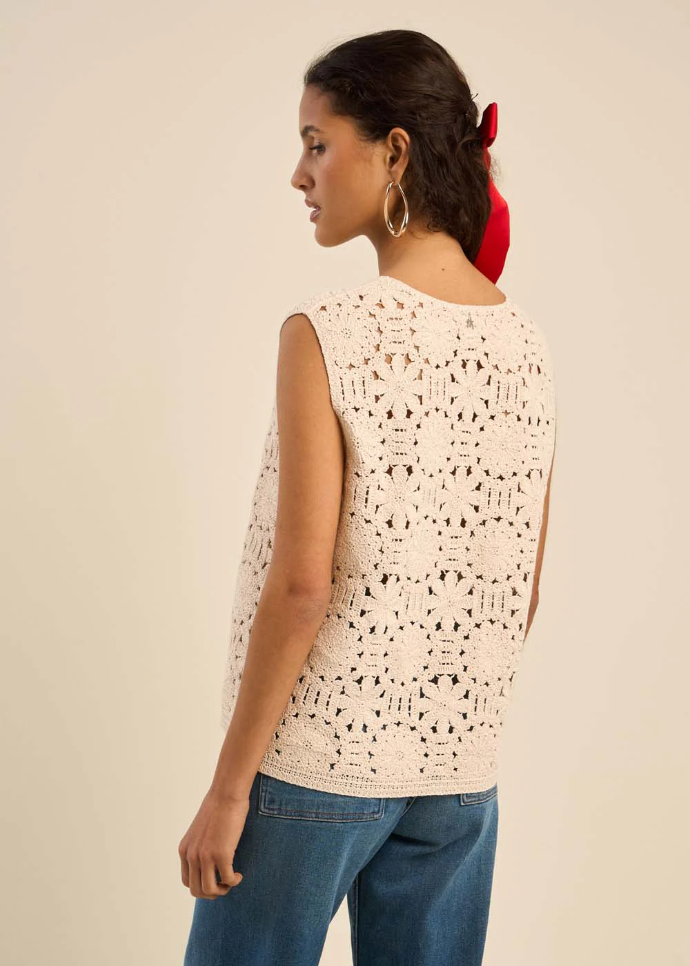 Top en maille et boutons nacrés - Image 3