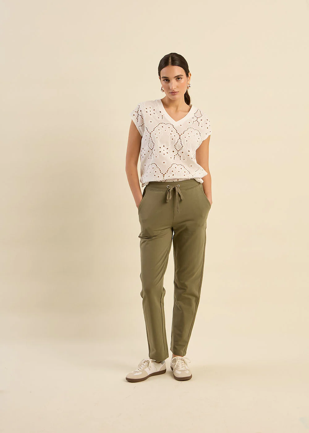 Pantalon de jogging droit avec bande lurex - Image 6