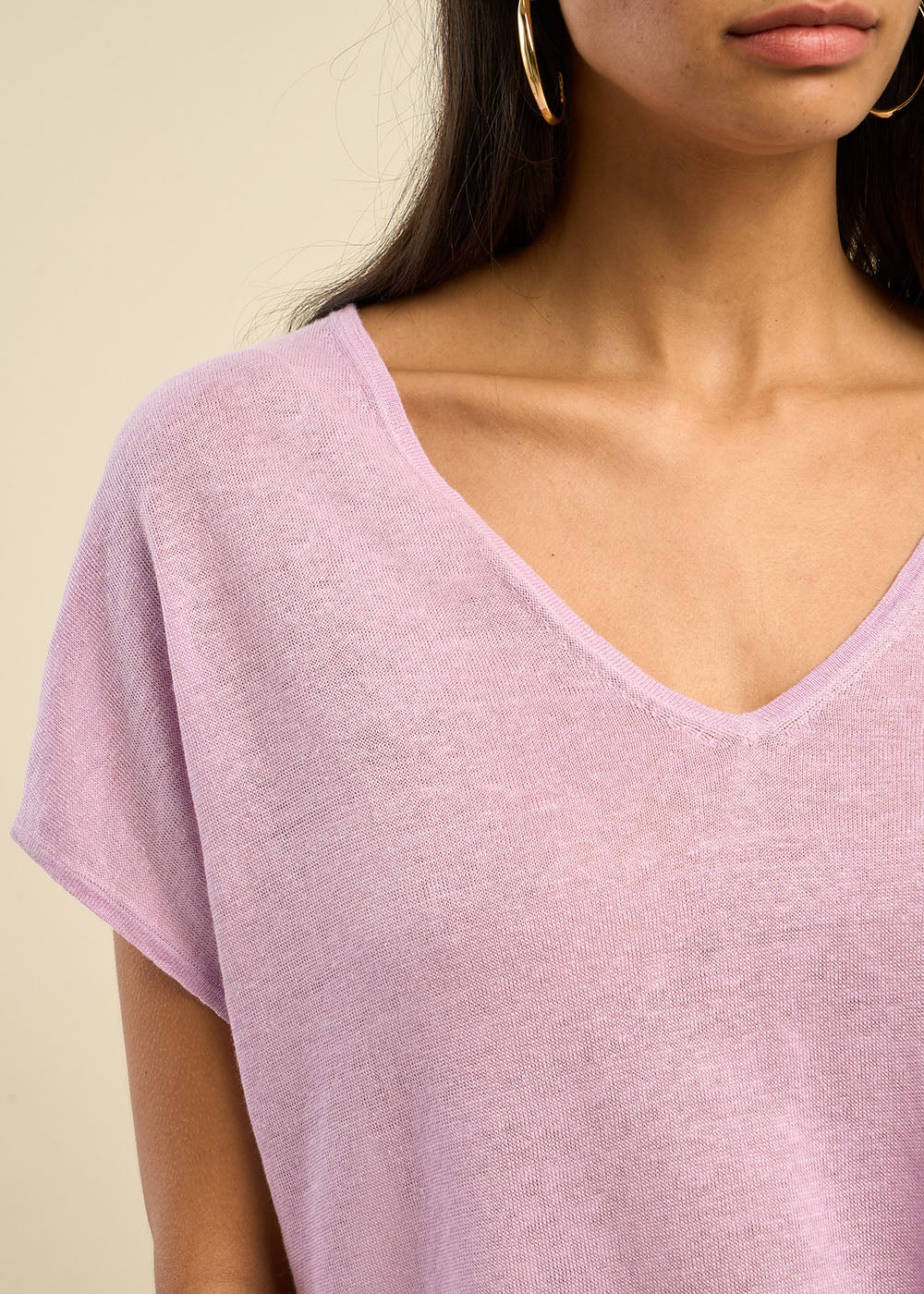 Pull sans manches col V 100% lin - Image 4
