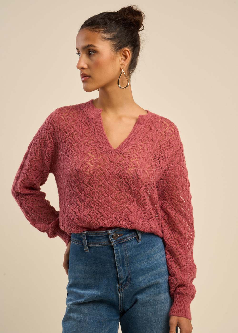 Pull droit à col tunisien et détails fantaisie - Image 5
