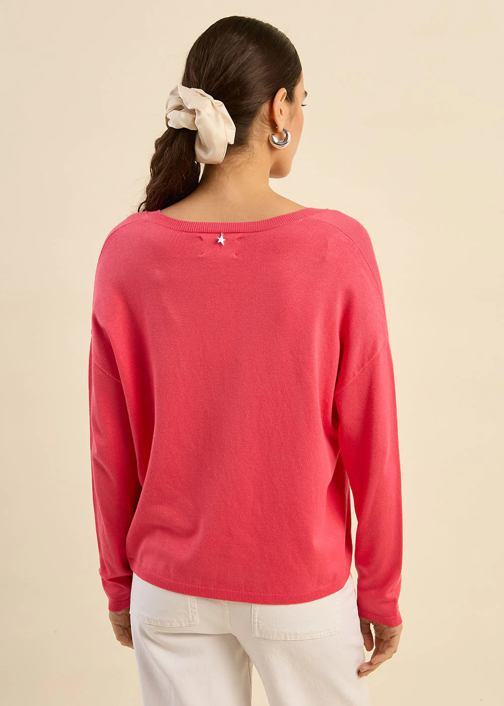 Pull maille fine col V - Image 3