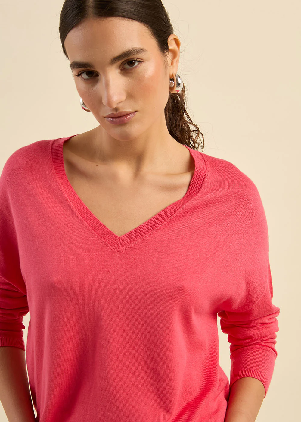 Pull maille fine col V - Image 5