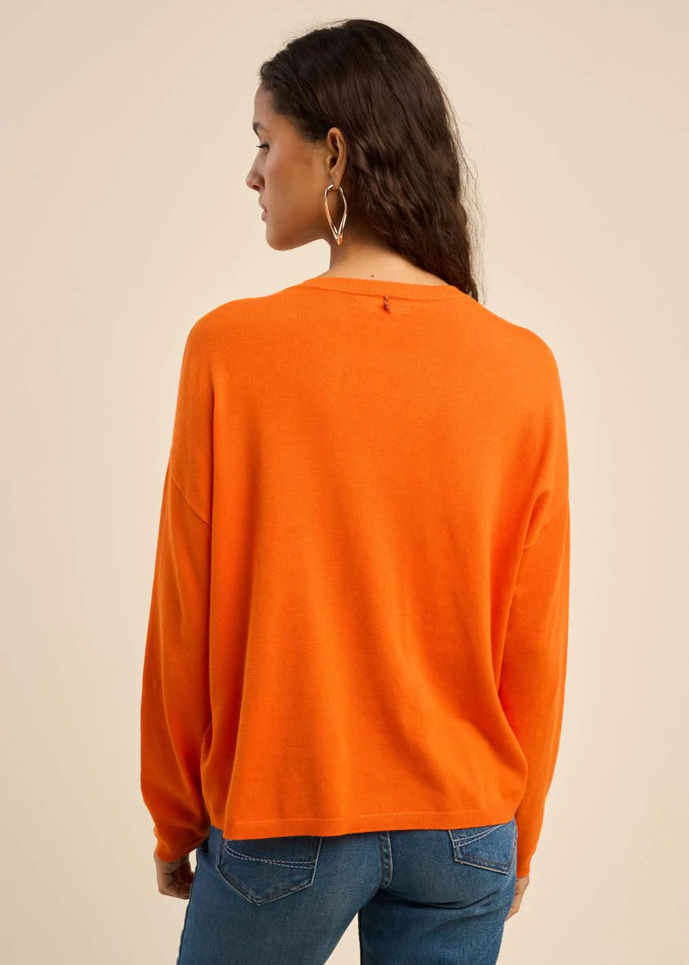 Pull maille fine col V - Image 3