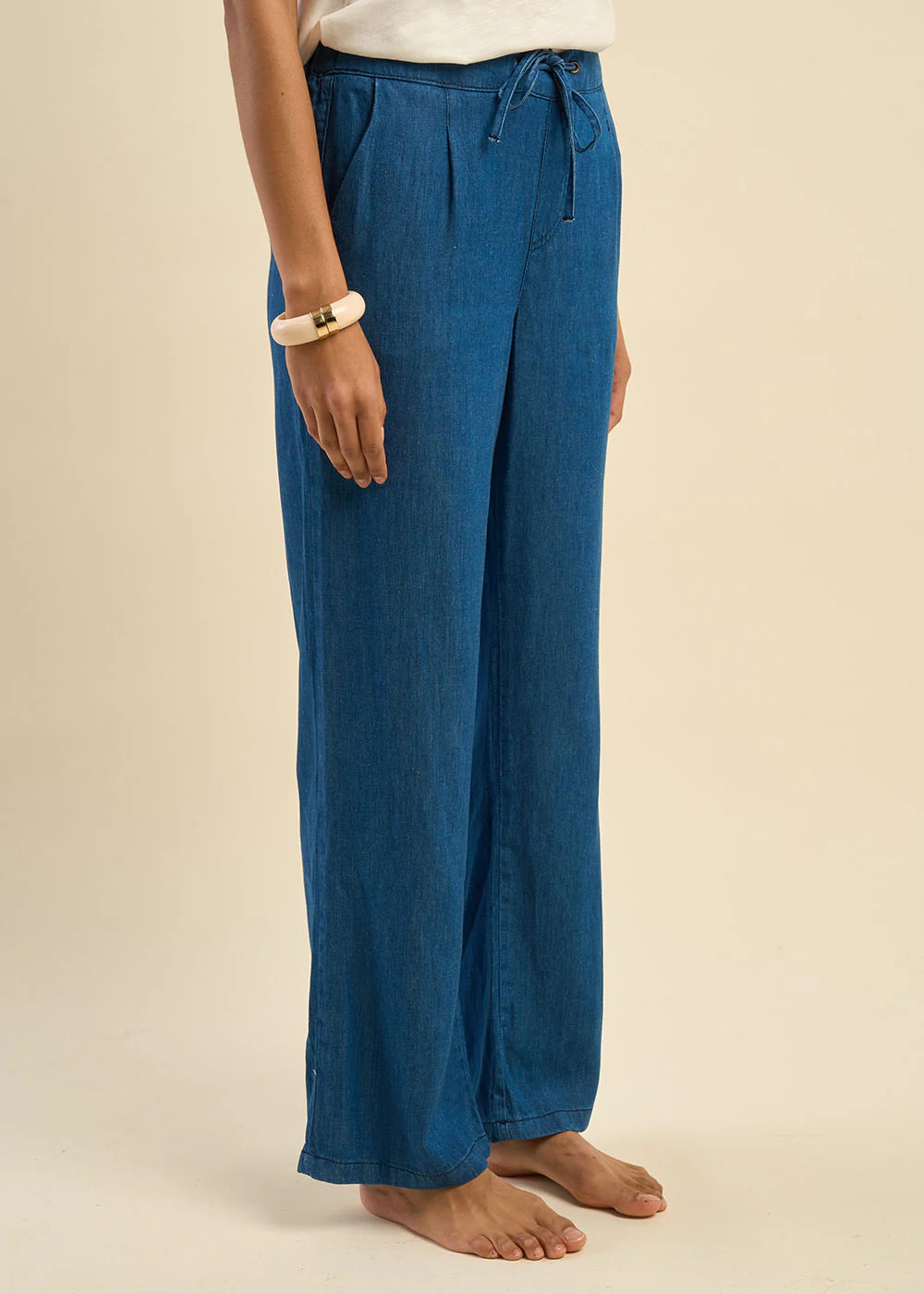 Pantalon fluide en lyocell et lin effet denim - Image 5