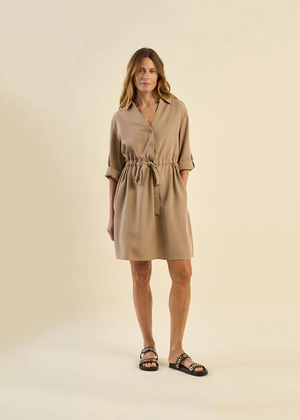 Robe courte ceinturée manches 3/4 - Image 6