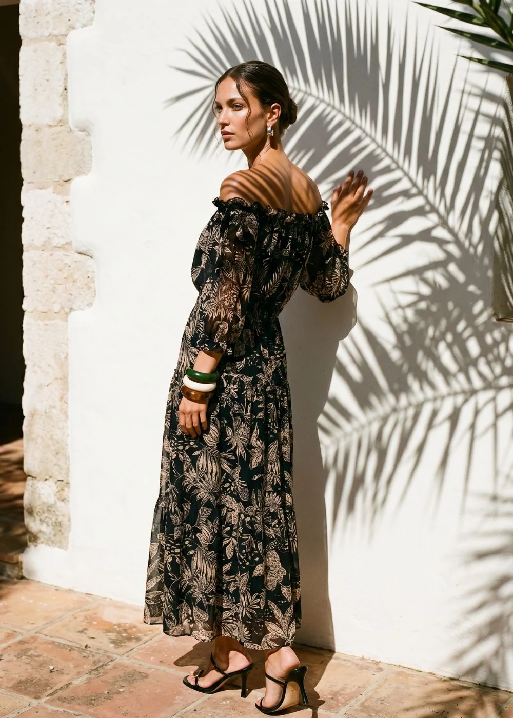 Robe longue imprimée en coton