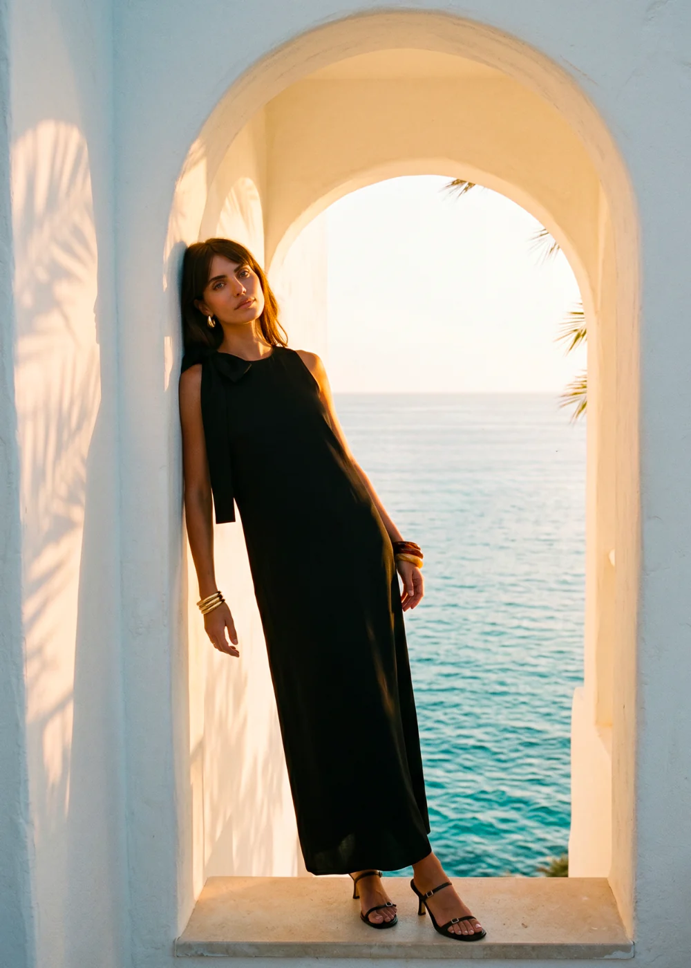 Robe longue satinée