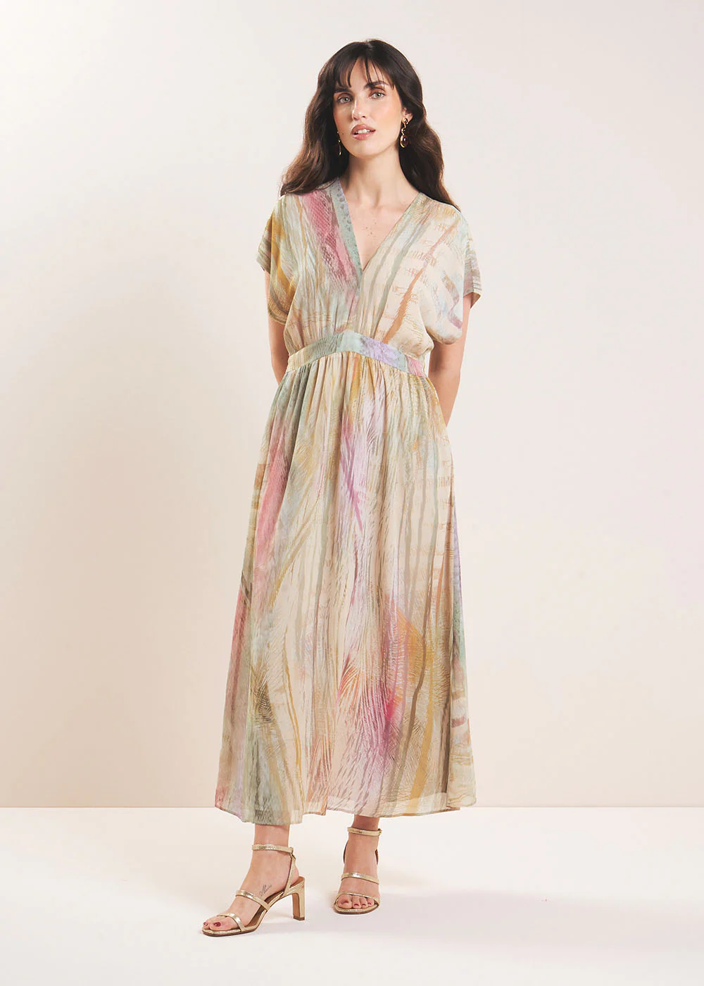 Robe midi imprimée col V