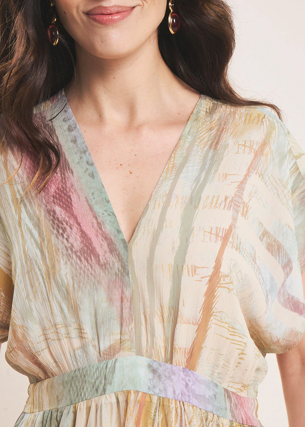 Robe midi imprimée col V - Image 2