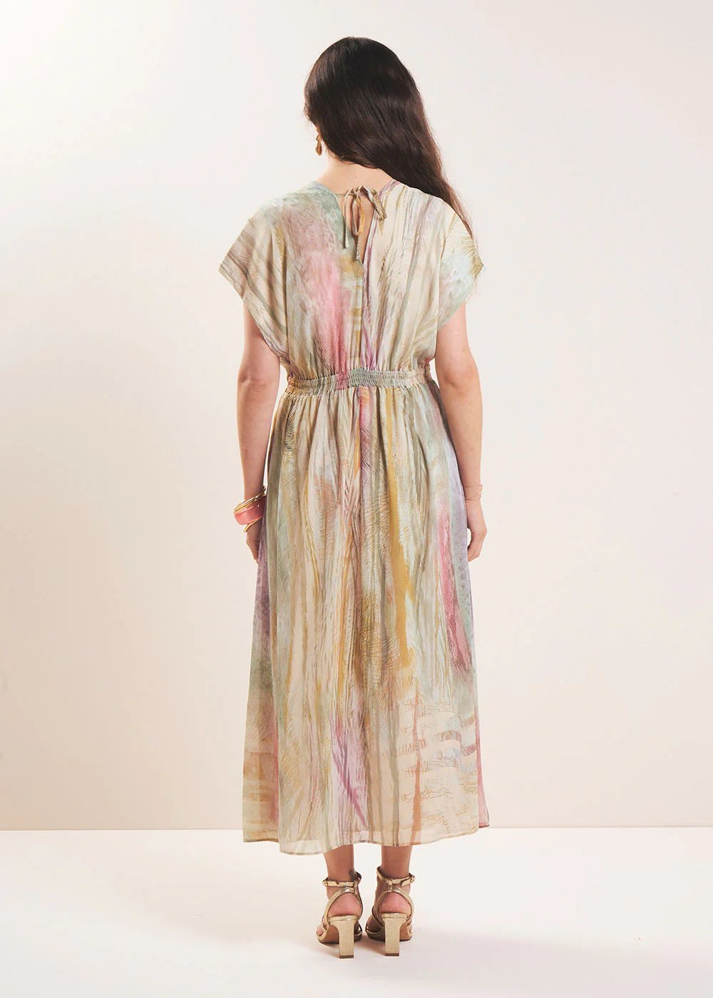 Robe midi imprimée col V - Image 3