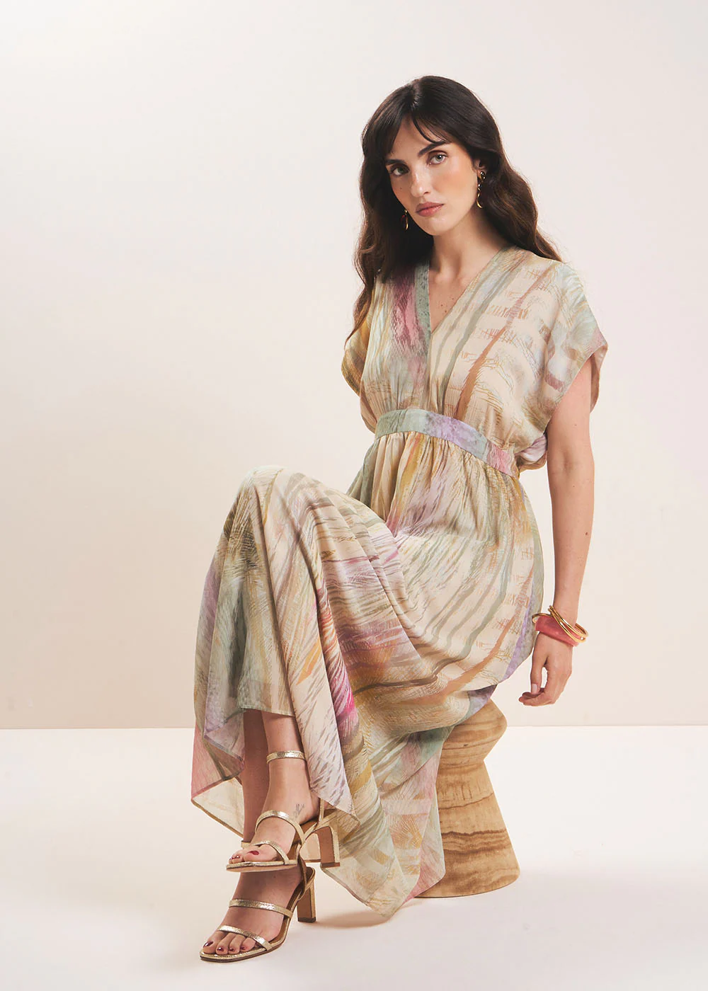 Robe midi imprimée col V - Image 4