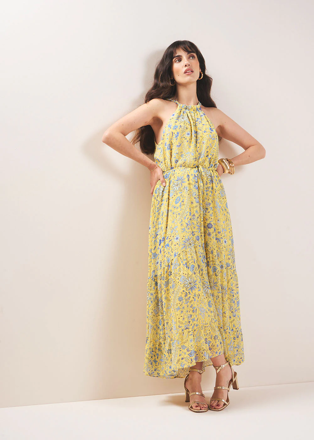 Robe longue imprimée col montant - Image 4