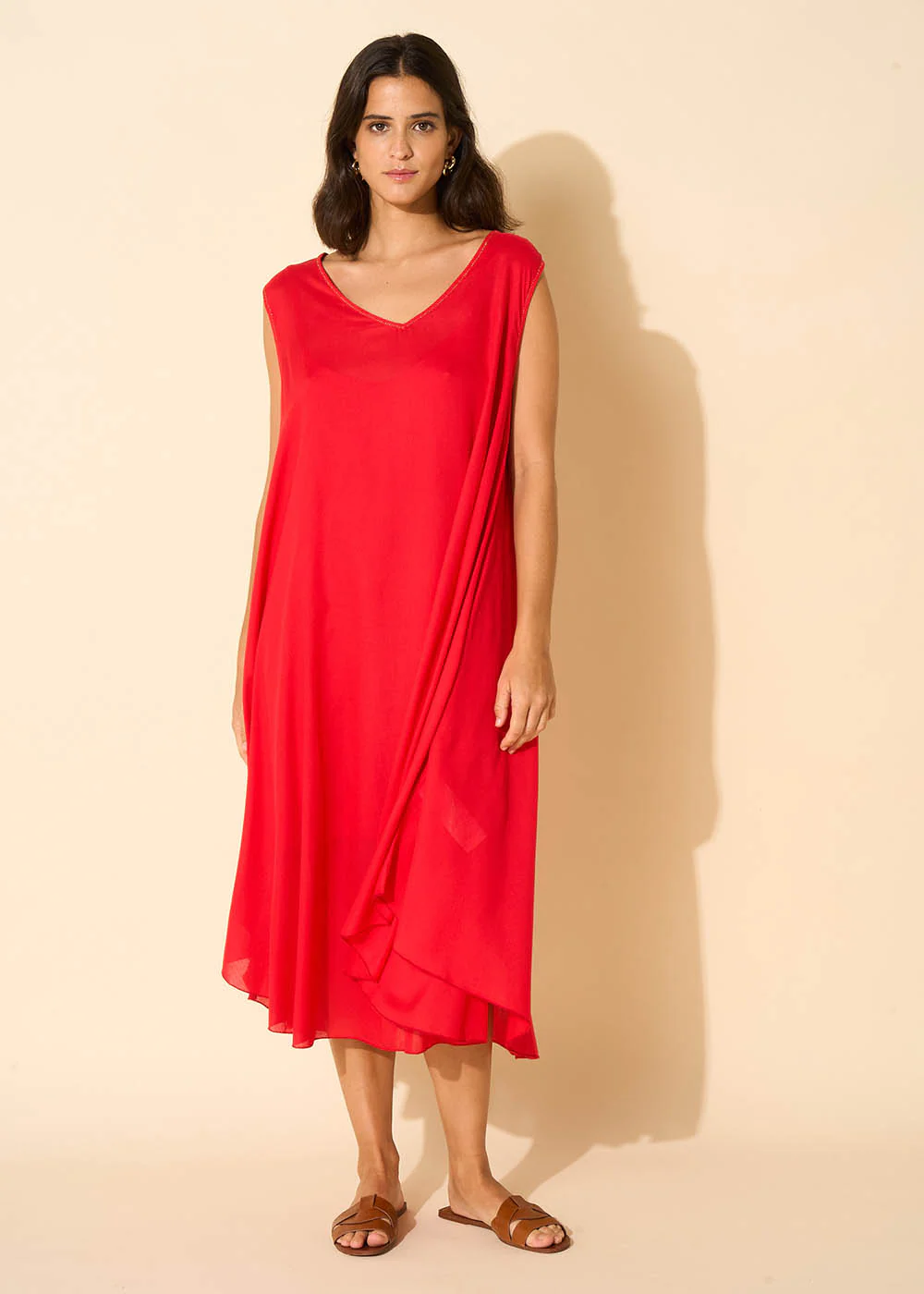 Robe midi à col V - Image 6