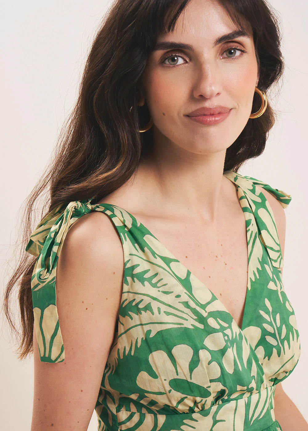 Robe longue imprimée à bretelles nouées - Image 2