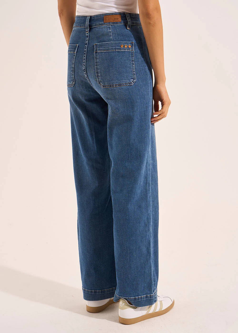 Jean à jambes larges avec revers et taille haute - Image 6