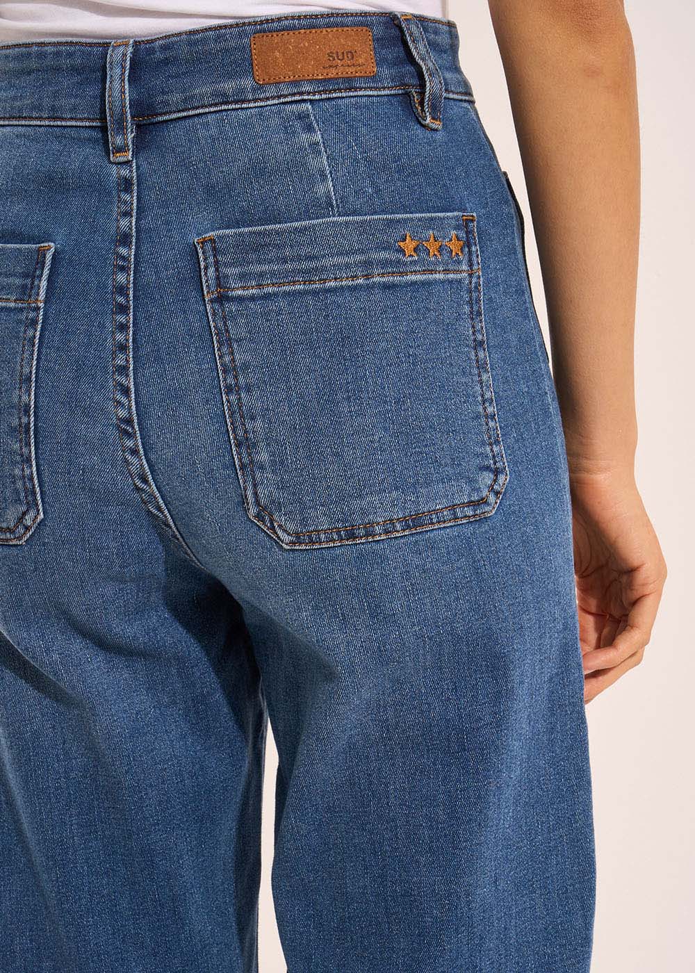 Jean à jambes larges avec revers et taille haute - Image 7