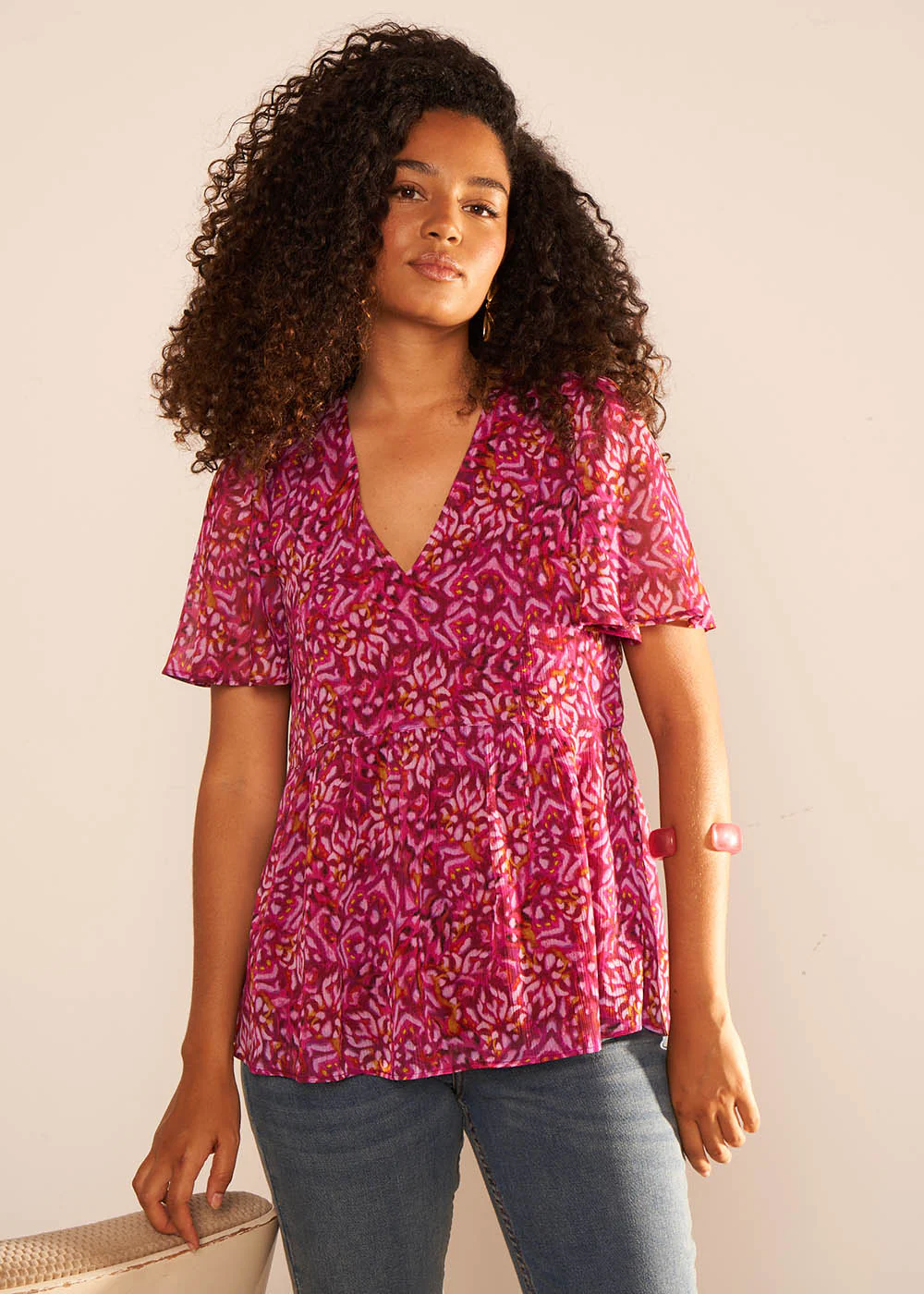 Blouse imprimé encolure V - Image 3