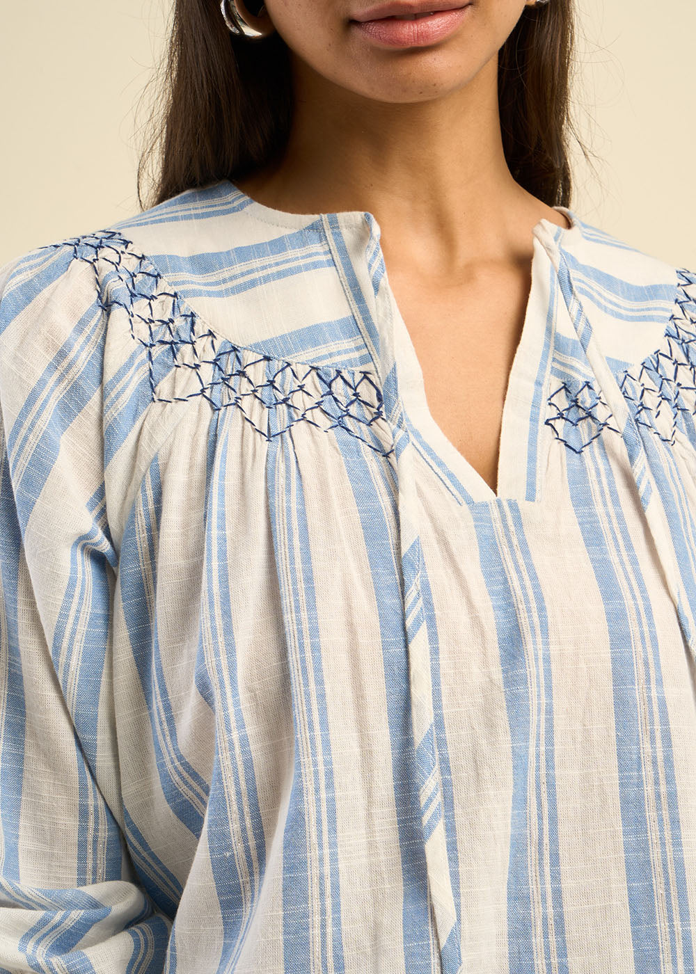 Blouse oversize en coton léger avec rayures - Image 2