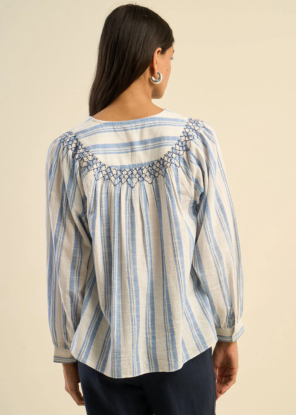 Blouse oversize en coton léger avec rayures - Image 3