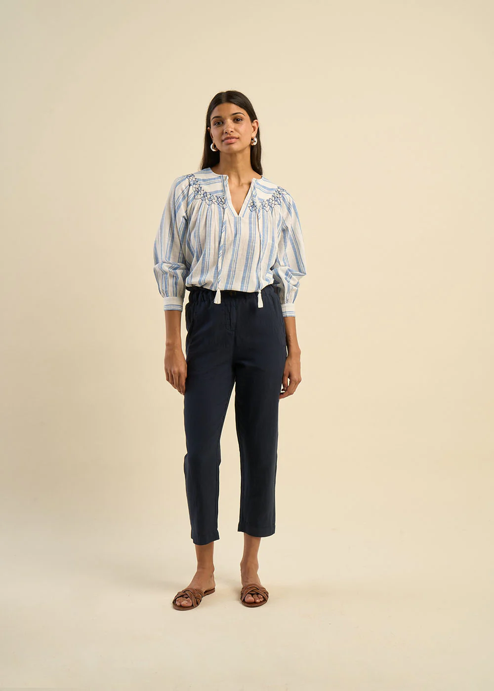 Blouse oversize en coton léger avec rayures - Image 4