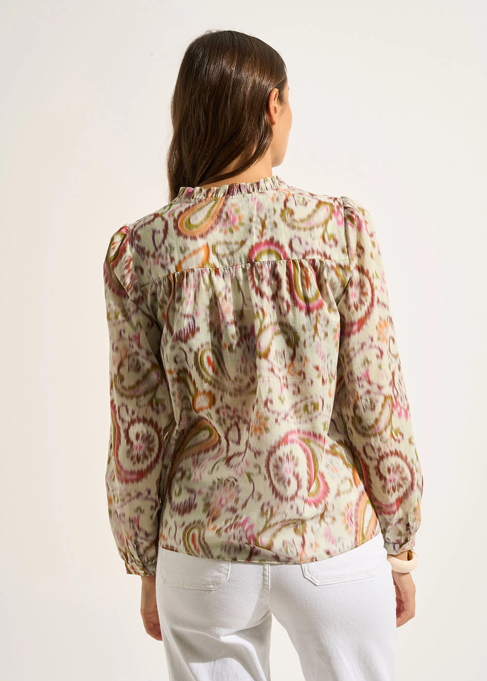 Blouse imprimée en coton et décoletté en V - Image 3