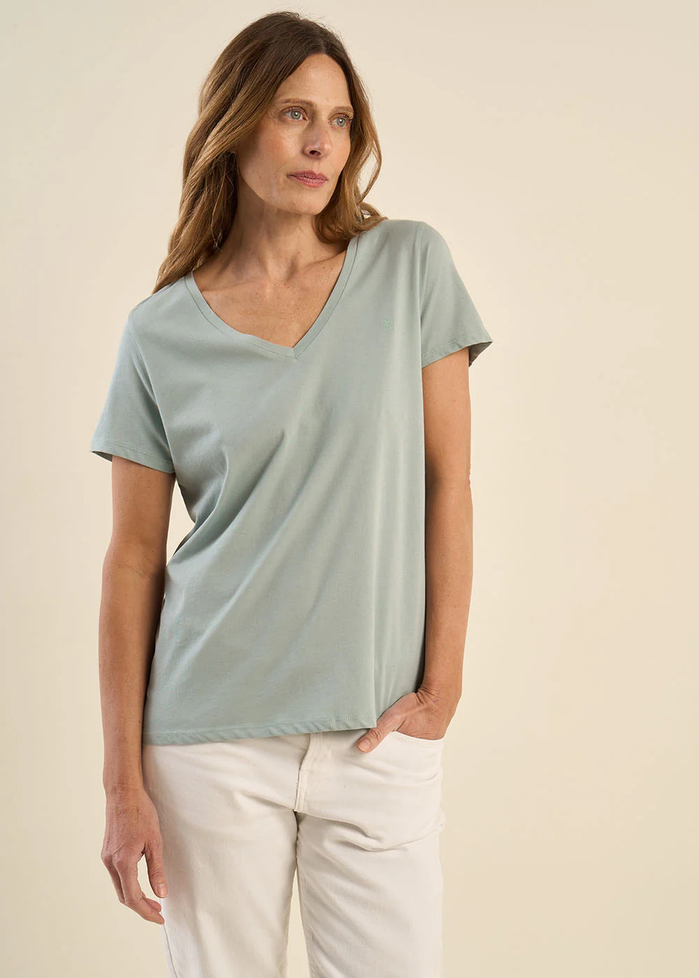 Tee-shirt col V en coton - Image 5