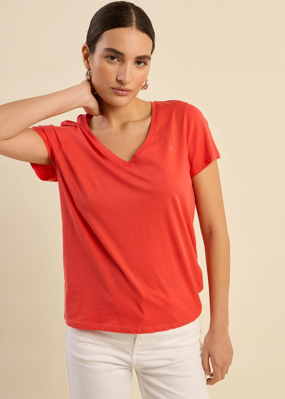 Tee-shirt col V en coton - Image 5